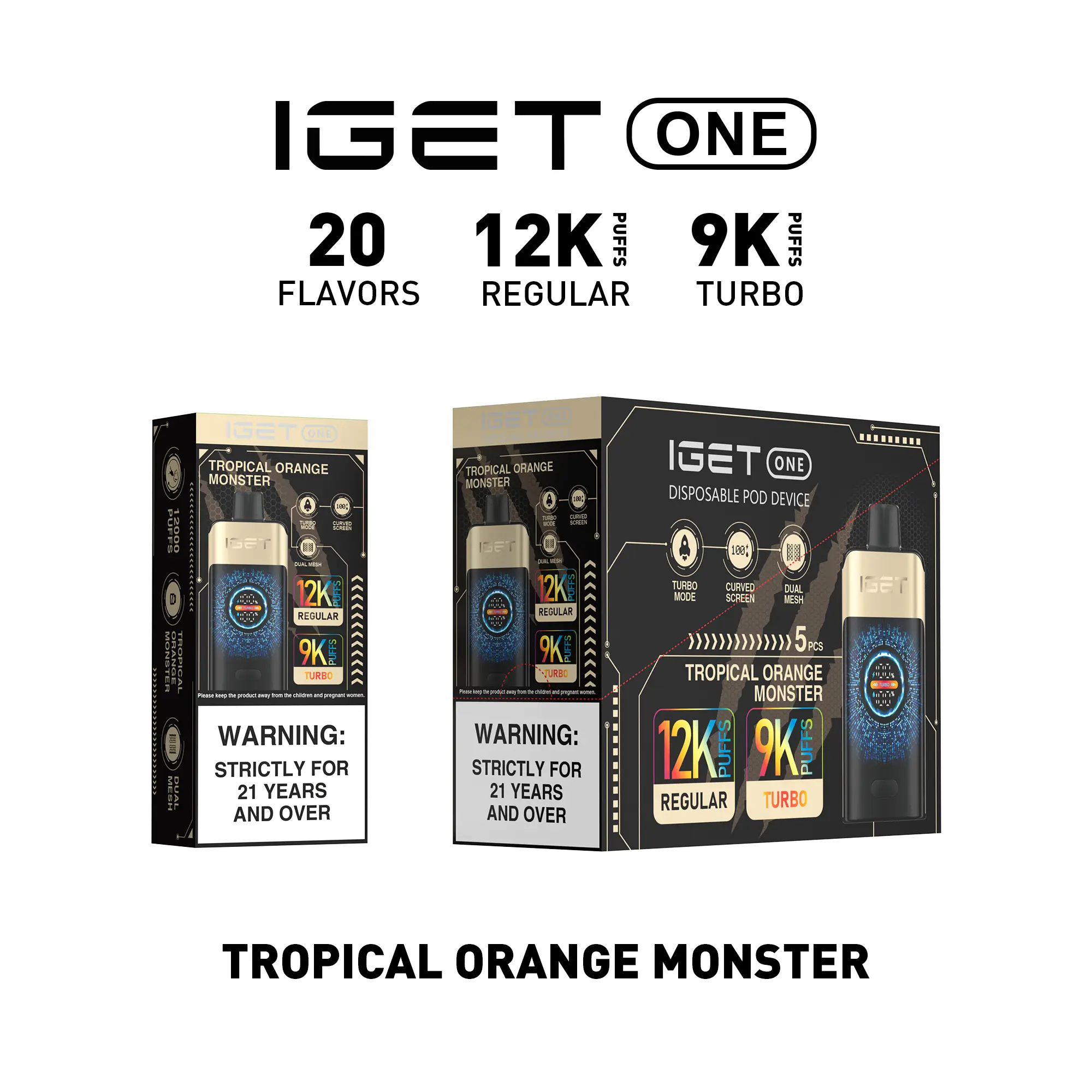 IGET ONE Vape (12000 PUFFS) TROPICAL ORANGE MONSTER